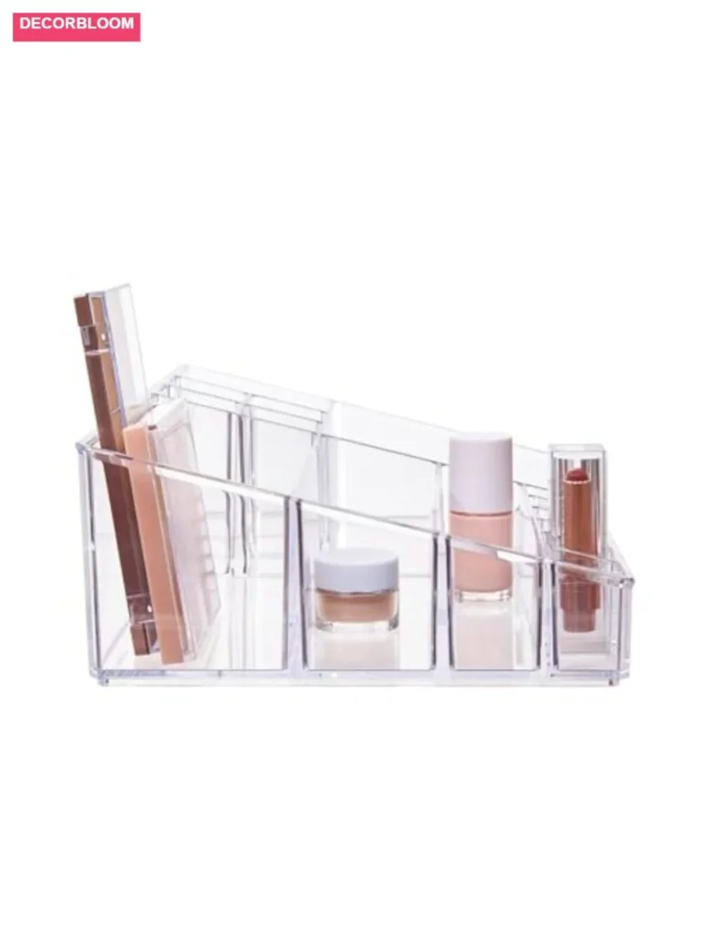 15-Compartment Clear Acrylic Makeup Organizer for Vanity, Brushes & Palettes